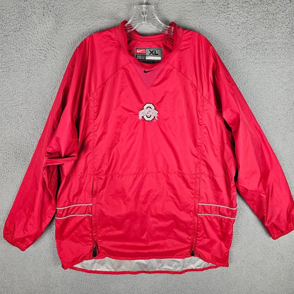 Nike Team Windbreaker Men XL Ohio State Buckeyes V-Neck Pullover Jacket 29256